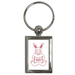 Cute Bunny With Banner Drawing Key Chain (rectangle) by dflcprints