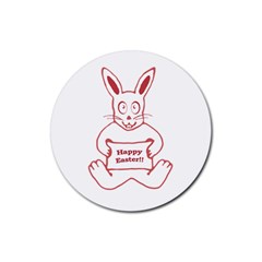 Cute Bunny With Banner Drawing Drink Coasters 4 Pack (round)