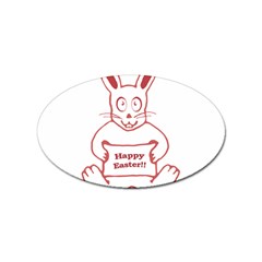 Cute Bunny With Banner Drawing Sticker (oval) by dflcprints