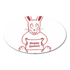 Cute Bunny With Banner Drawing Magnet (oval) by dflcprints