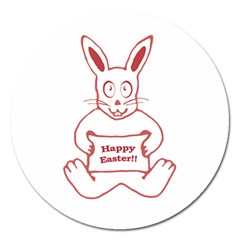 Cute Bunny With Banner Drawing Magnet 5  (round) by dflcprints