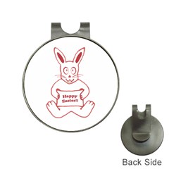 Cute Bunny With Banner Drawing Hat Clip With Golf Ball Marker by dflcprints