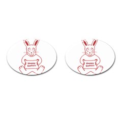 Cute Bunny With Banner Drawing Cufflinks (oval) by dflcprints