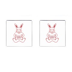 Cute Bunny With Banner Drawing Cufflinks (square) by dflcprints