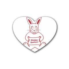 Cute Bunny With Banner Drawing Drink Coasters (heart) by dflcprints