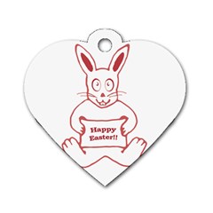 Cute Bunny With Banner Drawing Dog Tag Heart (one Sided)  by dflcprints