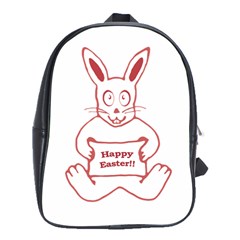 Cute Bunny With Banner Drawing School Bag (large) by dflcprints