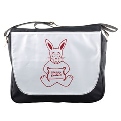 Cute Bunny With Banner Drawing Messenger Bag by dflcprints