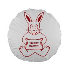 Cute Bunny With Banner Drawing 15  Premium Round Cushion 