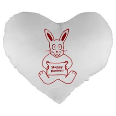 Cute Bunny With Banner Drawing 19  Premium Heart Shape Cushion by dflcprints