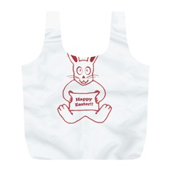 Cute Bunny With Banner Drawing Reusable Bag (l) by dflcprints