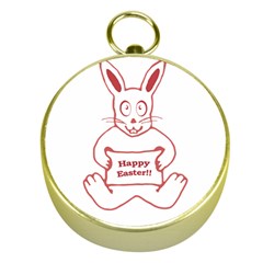 Cute Bunny With Banner Drawing Gold Compass by dflcprints