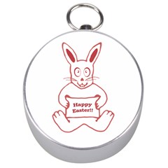 Cute Bunny With Banner Drawing Silver Compass by dflcprints