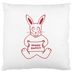 Cute Bunny With Banner Drawing Large Flano Cushion Case (one Side) by dflcprints