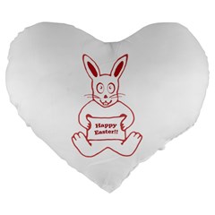 Cute Bunny With Banner Drawing 19  Premium Flano Heart Shape Cushion by dflcprints