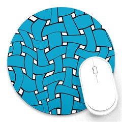 Blue Distorted Weave Round Mousepad