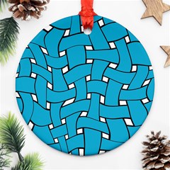 Blue Distorted Weave Ornament (round)