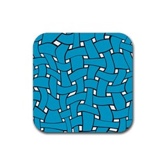 Blue Distorted Weave Rubber Coaster (square)