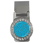 Blue distorted weave Money Clip (CZ) Front