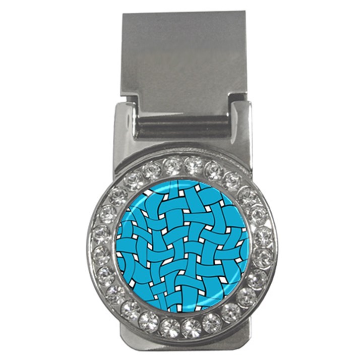 Blue distorted weave Money Clip (CZ)