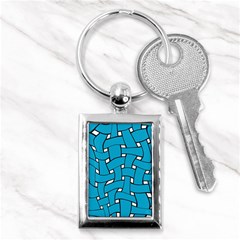 Blue Distorted Weave Key Chain (rectangle)