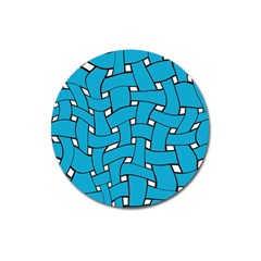 Blue Distorted Weave Magnet 3  (round)