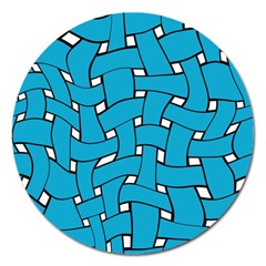 Blue Distorted Weave Magnet 5  (round)