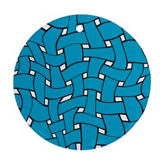 Blue Distorted Weave Round Ornament (two Sides) by LalyLauraFLM