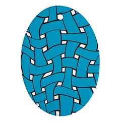 Blue Distorted Weave Oval Ornament (two Sides) by LalyLauraFLM