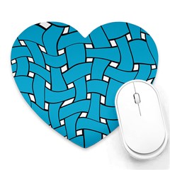 Blue Distorted Weave Heart Mousepad