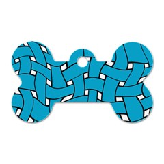 Blue Distorted Weave Dog Tag Bone (one Side)