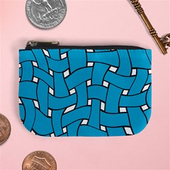 Blue Distorted Weave Mini Coin Purse by LalyLauraFLM