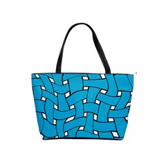 Blue Distorted Weave Classic Shoulder Handbag