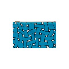 Blue Distorted Weave Cosmetic Bag (small) by LalyLauraFLM