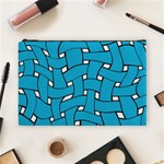 Blue distorted weave Cosmetic Bag (Large) Front