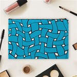 Blue distorted weave Cosmetic Bag (Large) Back