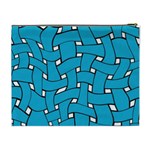 Blue distorted weave Cosmetic Bag (XL) Back