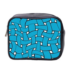 Blue Distorted Weave Mini Toiletries Bag (two Sides)