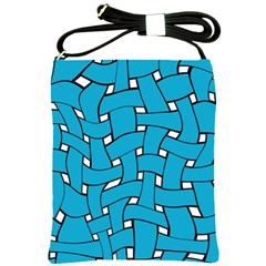 Blue Distorted Weave Shoulder Sling Bag