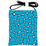 Blue distorted weave Shoulder Sling Bag Front