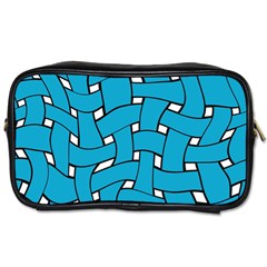 Blue Distorted Weave Toiletries Bag (one Side) by LalyLauraFLM