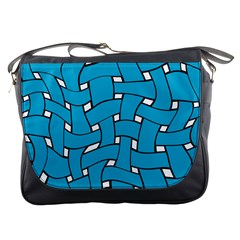 Blue Distorted Weave Messenger Bag