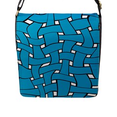 Blue Distorted Weave Flap Closure Messenger Bag (large)