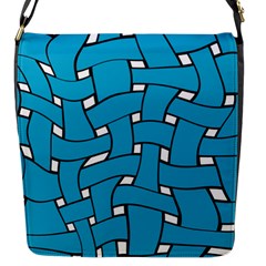 Blue Distorted Weave Flap Closure Messenger Bag (small) by LalyLauraFLM