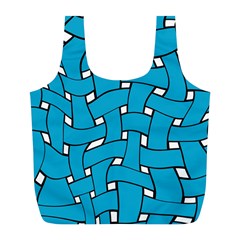 Blue Distorted Weave Full Print Recycle Bag (l)