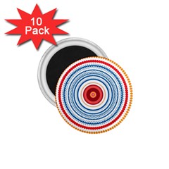 Colorful Round Kaleidoscope 1 75  Magnet (10 Pack) 