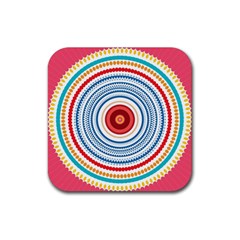 Colorful Round Kaleidoscope Rubber Coaster (square) by LalyLauraFLM