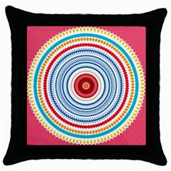 Colorful Round Kaleidoscope Throw Pillow Case (black) by LalyLauraFLM