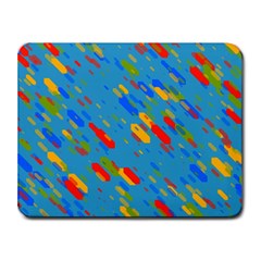 Colorful Shapes On A Blue Background Small Mousepad by LalyLauraFLM