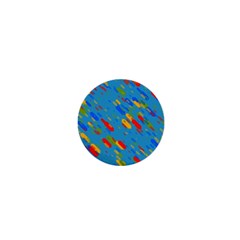 Colorful Shapes On A Blue Background 1  Mini Button